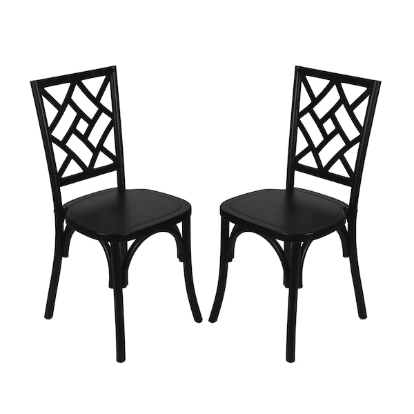 Flash Furniture Brooklyn Commercial Grade Black Solid Wood Stackable Dining Chair with Intricate Back Detail, 2PK 2-ZH-8100-5-BLK-GG - main